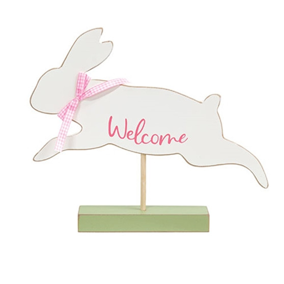 "Welcome" Jumping Bunny On Base G37726