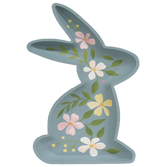 Wooden Floral Bunny Tray G37740