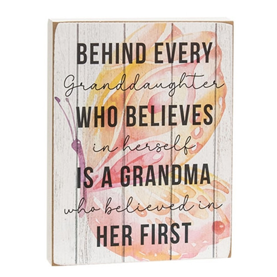 Behind Every Grandaughter Butterfly Box Sign G37843