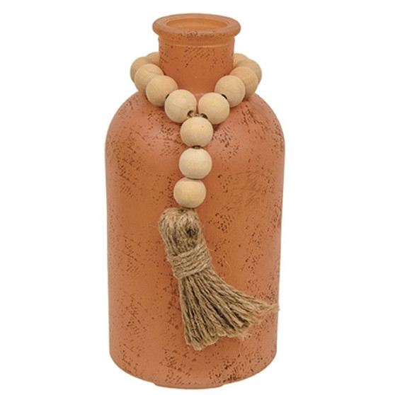 Apricot Glass Jar With Beads GAS41291