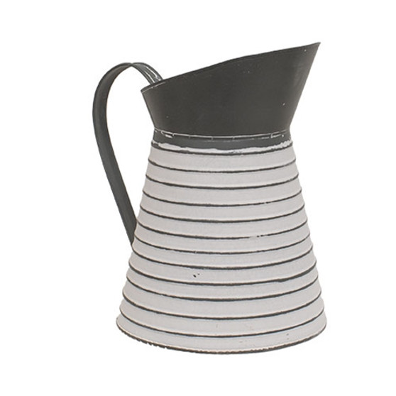 Gray & White Ribbed Distressed Metal Water Pitcher GCN1245153