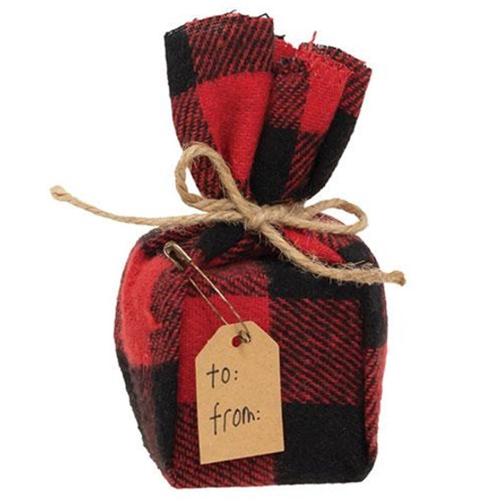 Stuffed Red & Black Check Christmas Present Sitter GCS38522