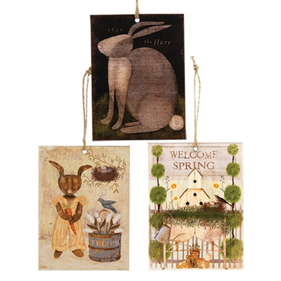Primitive Spring Bunny Ornament 3 Assorted (Pack Of 3) GFP023