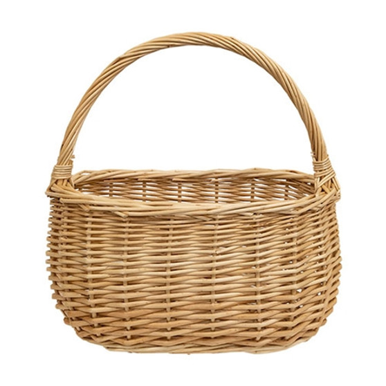 Natural Willow Oval Gathering Basket With Handle GHAC2415