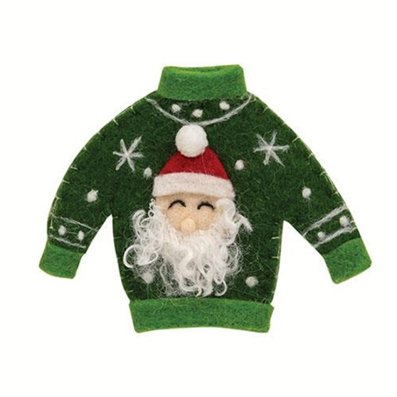 Santa Christmas Sweater Felted Ornament GHBY5138