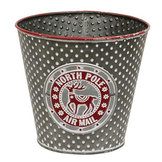 North Pole Air Mail Embossed Metal Bucket GHDY22031