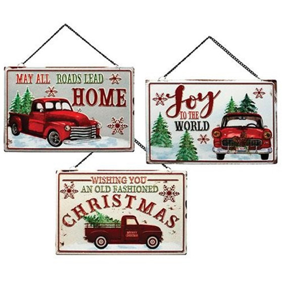 Nostalgic Christmas Truck Metal Sign 3 Assorted (Pack Of 3) GHY02721