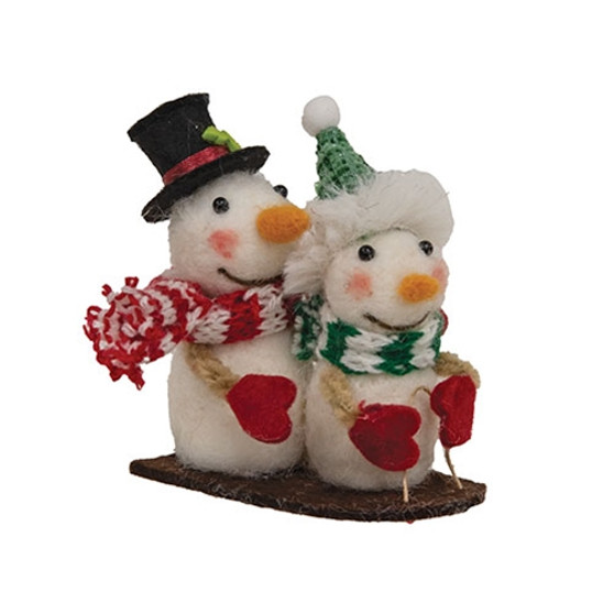 Sledding Snowmen Christmas Felted Ornament GQHT5096