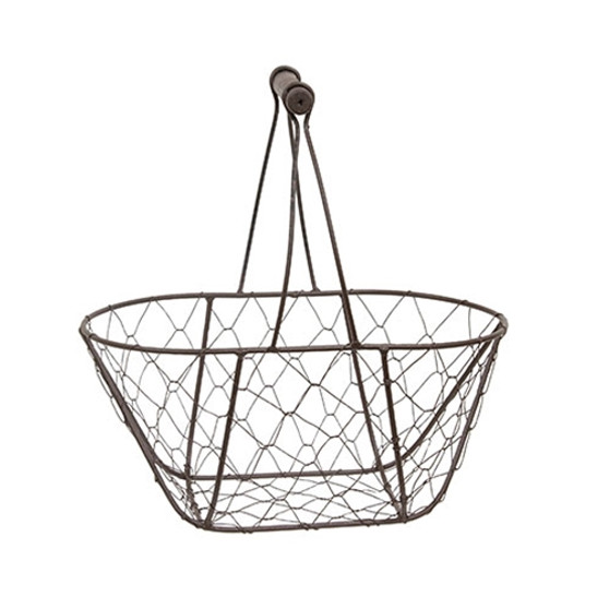 Chicken Wire Oval Basket With Handle GQX19192