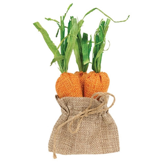 Set Of 3 Fabric Carrots In Burlap Bag GRJAE4001