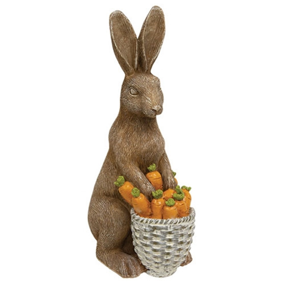 Standing Resin Bunny With Carrot Basket GS24029