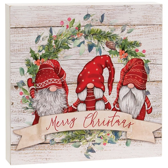 Merry Christmas Gnome Wood Block 2 Assorted (Pack Of 2) GSUN4329