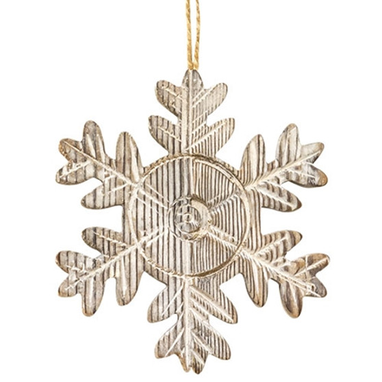Rustic Wood Grain Snowflake Ornament 5" GSYA3001