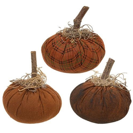 Stuffed Mossy Top Mini Pumpkin 3 Assorted (Pack Of 3) GU22048