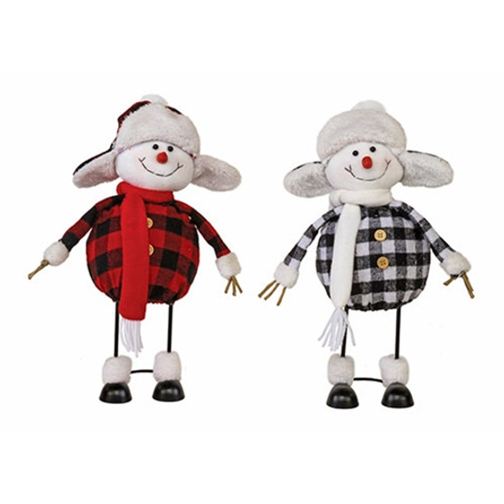 Checkered Wobble Snowman With Hunter Hat 2 Assorted (Pack Of 2) GZOE2726