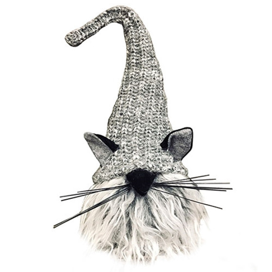 Plush Gray Furry Cat Gnome GZOE2773