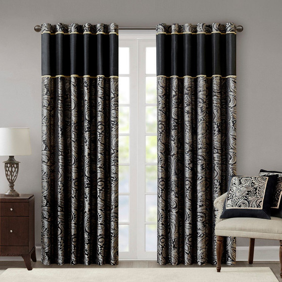 100% Polyester Jacquard Panel Pair - Black MP40-2678