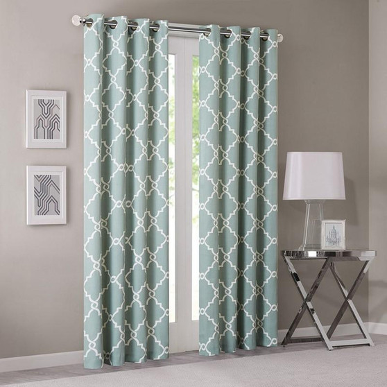 68% Polyester 29% Cotton 3% Rayon Fretwork Printed Panel - Seafoam MP40-2403