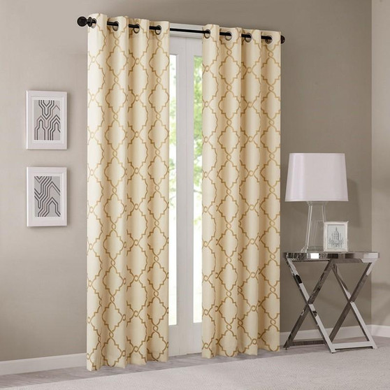 68% Polyester 29% Cotton 3% Rayon Fretwork Printed Panel - Beige/Gold MP40-3599