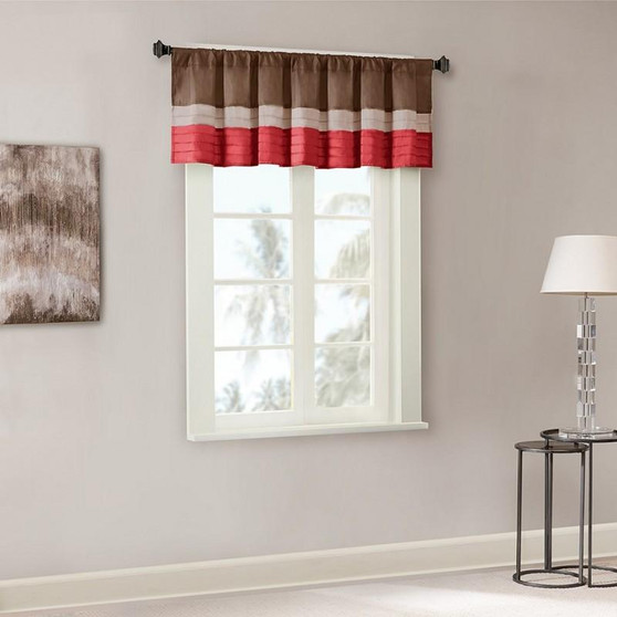 100% Polyester Polyoni Pintuck Window Valance - Red MP41-2230