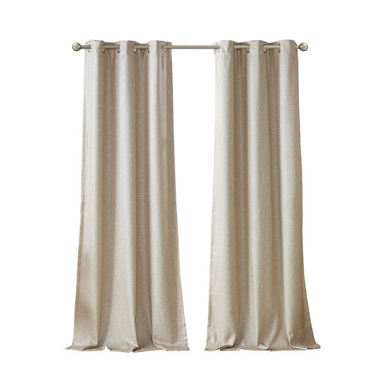 100% Polyester Printed Faux Silk Total Blackout Window Panel Pair - Taupe SS40-0139