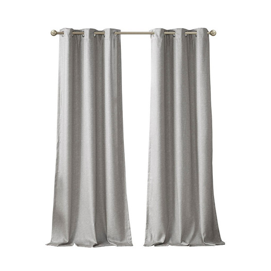 100% Polyester Printed Faux Silk Total Blackout Window Panel Pair - Grey SS40-0143