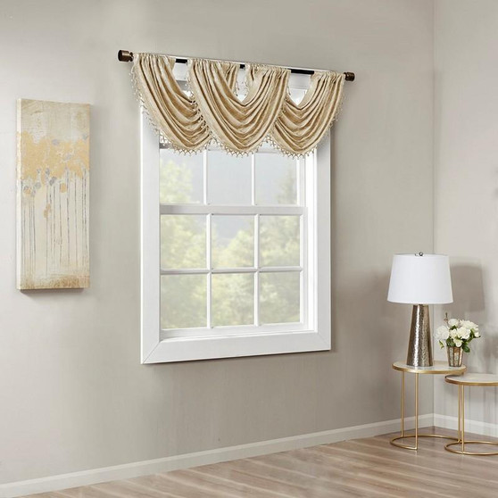 100% Polyester Microfiber Jacquard Lined Window Valance - Gold SS41-0008