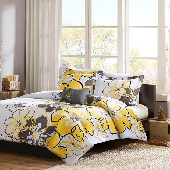 100% Polyester Peach Skin Printed Comforter 4Pcs Set - Full/Queen MZ10-075