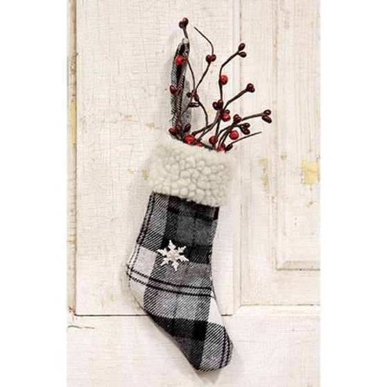 *Black & White Plaid Stocking Ornament With Snowflake GDXQ96209 By CWI Gifts