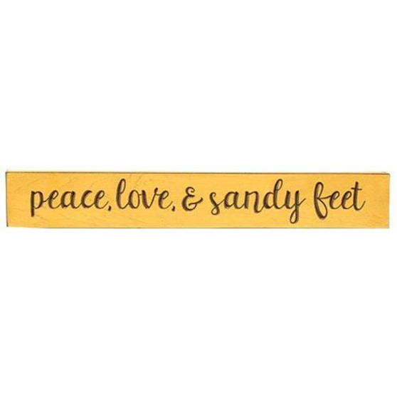 *Peace Love & Sandy Feet Engraved Sign 24" G9298 By CWI Gifts
