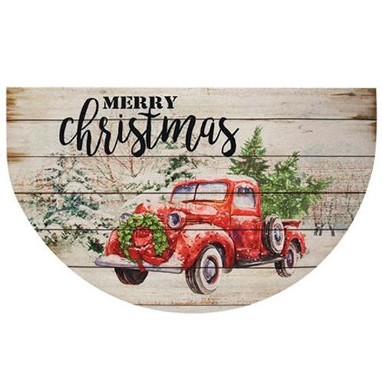 Red Truck Merry Christmas Welcome Mat G90814 By CWI Gifts