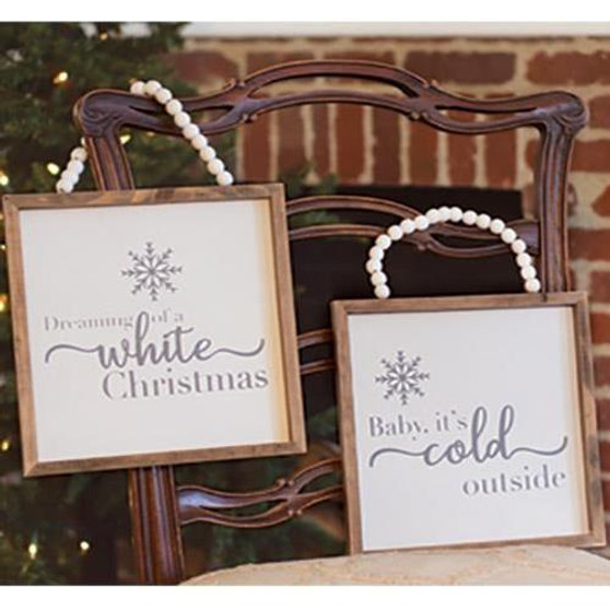 Baby It'S Cold Outside Beaded Sign