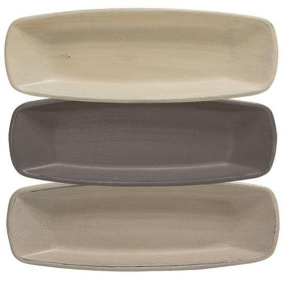 Stoneware Squared Oval Tray 3 Asstd (Pack Of 3).
