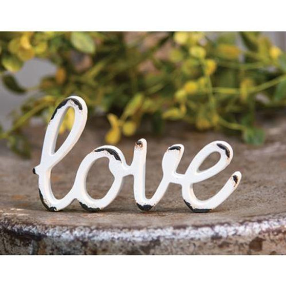 'Love' Distressed White Resin Figurine G13129 By CWI Gifts