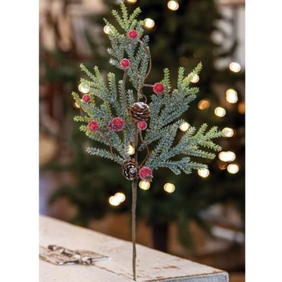 Mountain Pine With Berries Pick 14" F10056 By CWI Gifts