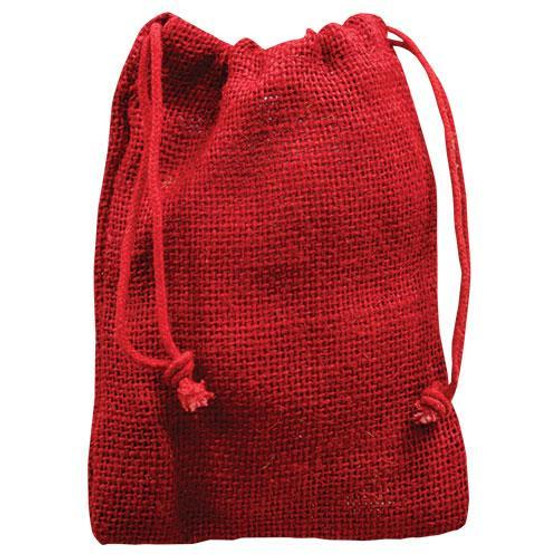 Red Burlap Drawstring Bag 4X6 (5 Pack)
