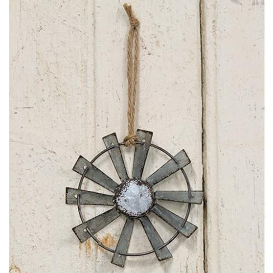 Metal Windmill Ornament With Jute Hanger 4 Inch (5 Pack)