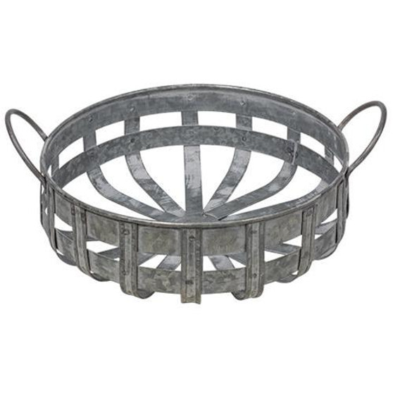 Washed Galvanized Metal Basket With Handles