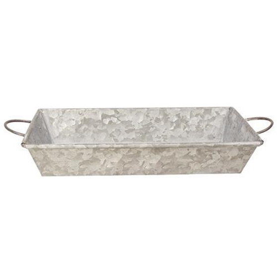 Washed Galvanized Metal Tray With Handles