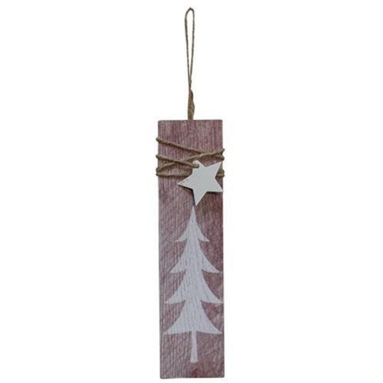 Tree With Tin Star Rectangle Ornament, 7" (5 Pack)