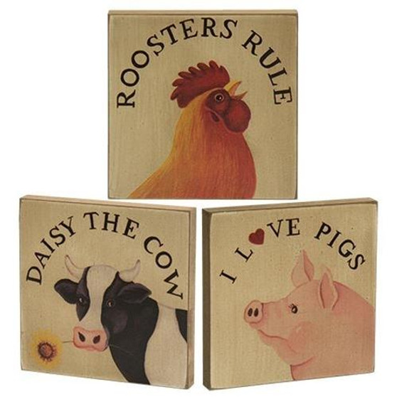 Roosters Rule Block Assorted (Pack Of 3)