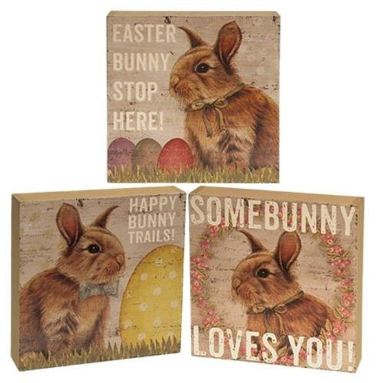 Easter Bunny Box Sign Assorted (Pack Of 3)