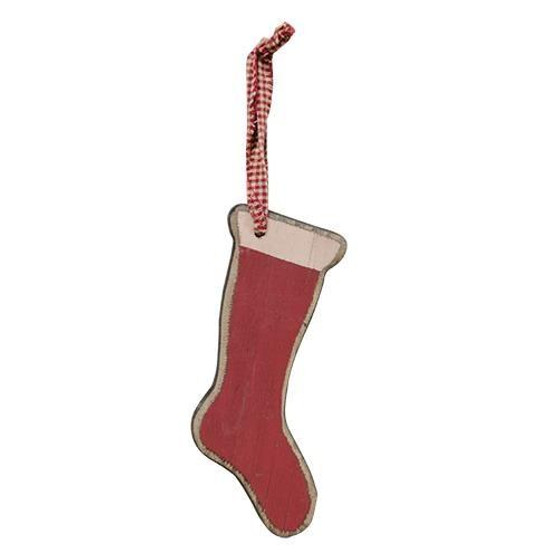 Red Stocking Wooden Ornament (5 Pack)