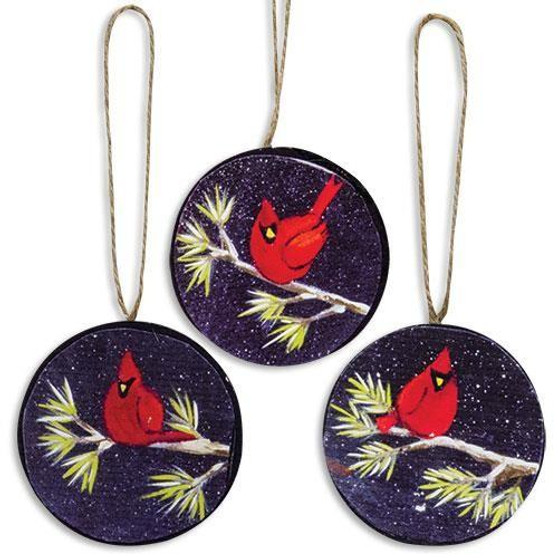 Cardinal Ornament Assorted. (Pack Of 3)