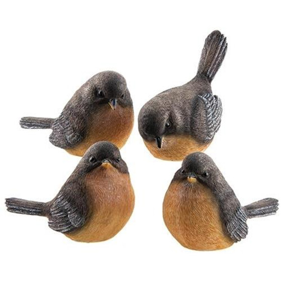 Large Resin Robin Assorted. (Pack Of 4)