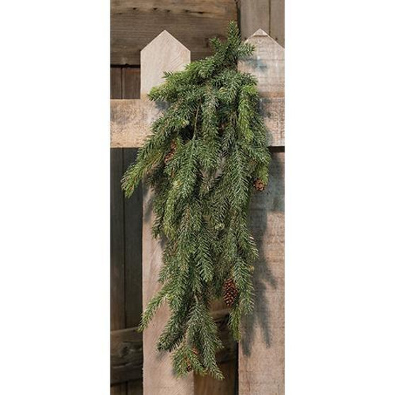 Frosted White Spruce Hanging Bush, 34"