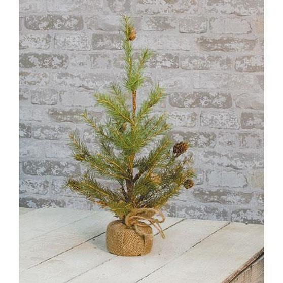 Feather Pinecone Tree With Burlap Base 18"