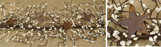 Ivory Pip And Star Garland - 40"