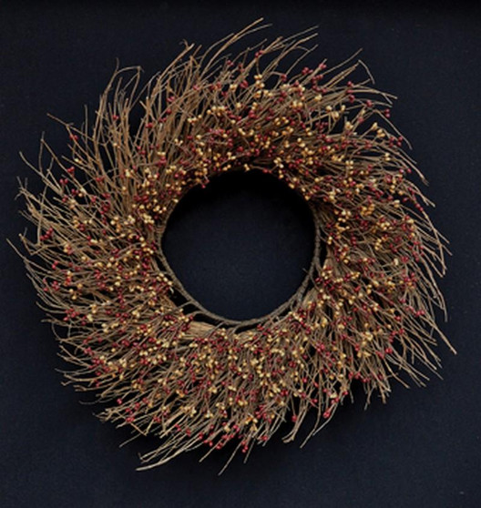 Burgundy/Gold Pip Twig Wreath 22" FT082BG By CWI Gifts