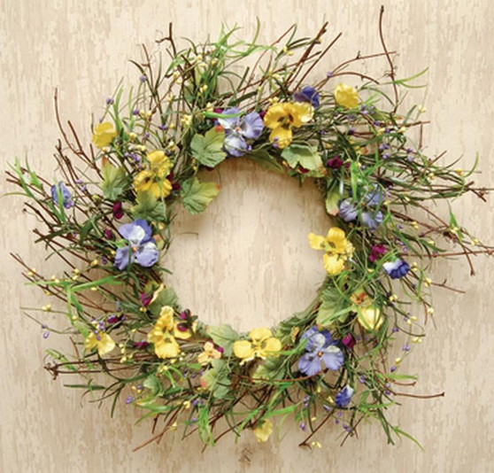 Mixed Pansy Wreath - 20" FB81605 By CWI Gifts